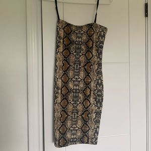 Nasty Gal Snake Print Mini Dress in Tan and Black